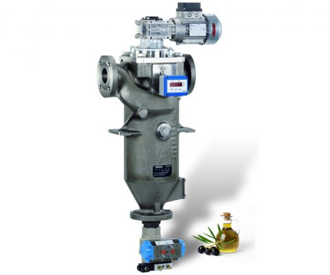 Self-cleaning filters for olive oil